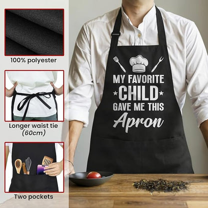 SANDJEST Funny Mens Aprons with Pockets for BBQ Grilling Cooking Grandpa Husband Apron for Birthday Christmas Father's Day