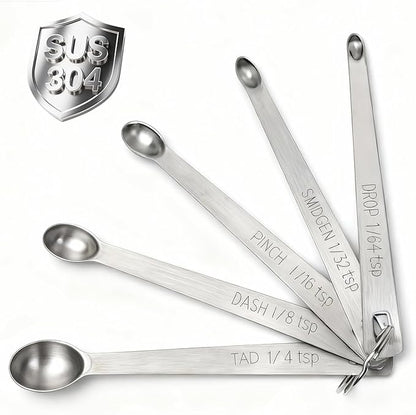 Mini Measuring Spoons Set, 18/8 Stainless Steel Teaspoon for Cooking and Baking, Suitable for Small Amount of Dry or Liquid Ingredients and Spices