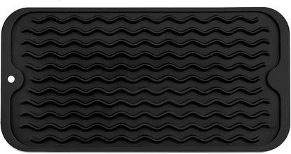MicoYang Silicone Dish Drying Mat for Multiple Usage,Easy clean,Eco-friendly,Heat-resistant Silicone Mat for Kitchen Counter or Sink,Refrigerator or Drawer Liner Black S 12 inches x 6 inches by MicoYang