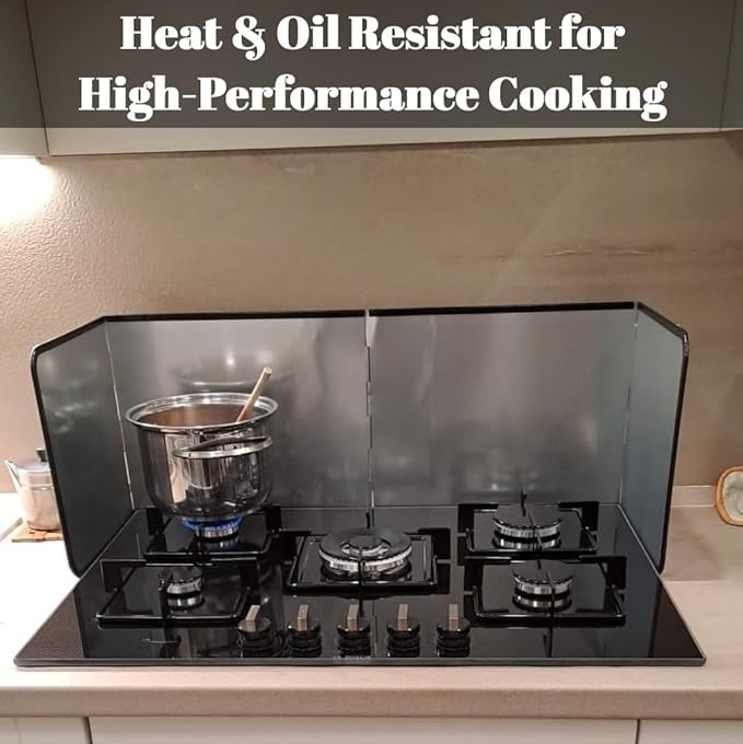 4 Sided Foldable Splatter Guard, Stainless Steel Grease Splatter Screen, Non-Stick Oil Splash Guard, Anti-Grease Cooking Shield, Heat-Resistant Stove Protector with Safe Edge, Easy to Clean (Large) - Image 6