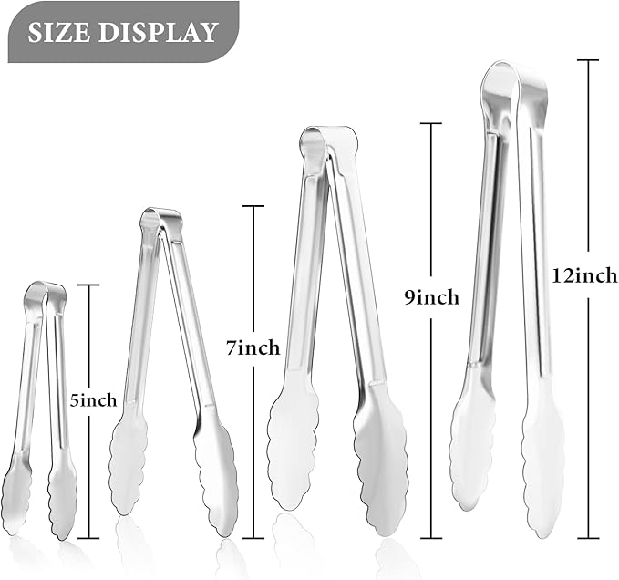12 Pack Small Serving Tongs,XEVOM Stainless Steel Sugar Tongs Mini Appetizers Tongs Mental Kitchen Tongs for Serving Food (5inch) - Image 3
