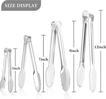 12 Pack Small Serving Tongs,XEVOM Stainless Steel Sugar Tongs Mini Appetizers Tongs Mental Kitchen Tongs for Serving Food (5inch) - Image 3