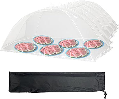 Simply Genius Pop-Up Mesh Food Covers for Outdoors - 6 Pack Extra Large 39" x 24", White, Collapsible & Reusable - Buffet Food Covers & Bug-Net Tent for Picnic, Party & Camping by SimplyGenius