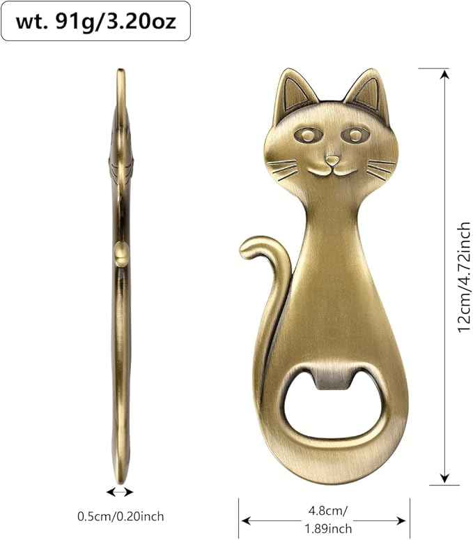 Cat Beer Bottle Opener, Cat Gifts for Cat Lovers, Kitty Beer Opener, Birthday Gifts, Christmas Gifts for Women Men, Bronze with Bag