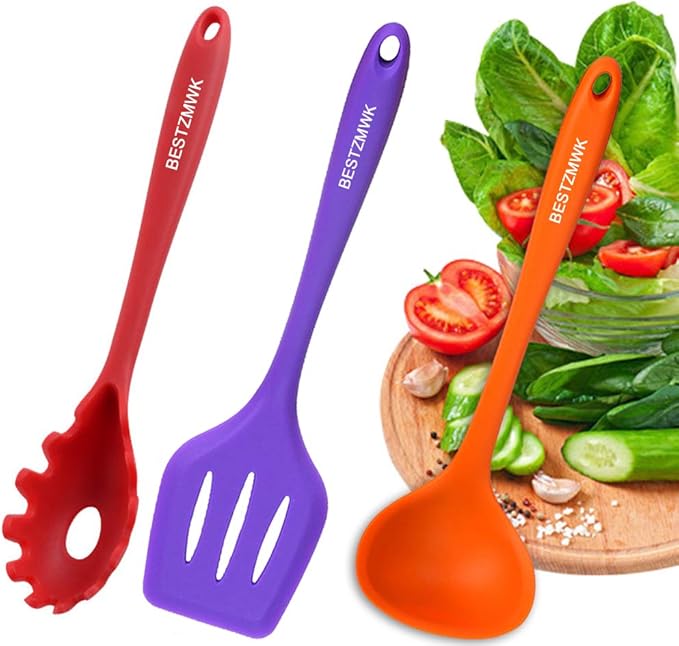 Kitchen Utensil Set - 11 Cooking Utensils - Colorful Silicone Kitchen Utensils - Nonstick Cookware with Spatula Set - Colored Best Kitchen Tools Kitchen Gadgets(Multi) - Image 9