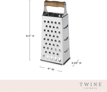 Twine Acacia Wood Handled Cheese Grater, Stainless Steel Grater, Citrus Zester, Reinforced Base, Vintage Kitchenware - Image 3