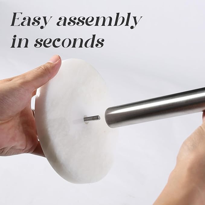 Koville African Genuine Marble Paper Towel Holder Countertop, 6" Stone Base Silver Rod Paper Towel Holder Stand for Kitchen Storage, for Standard or Jumbo-Sized Rolls - Image 7