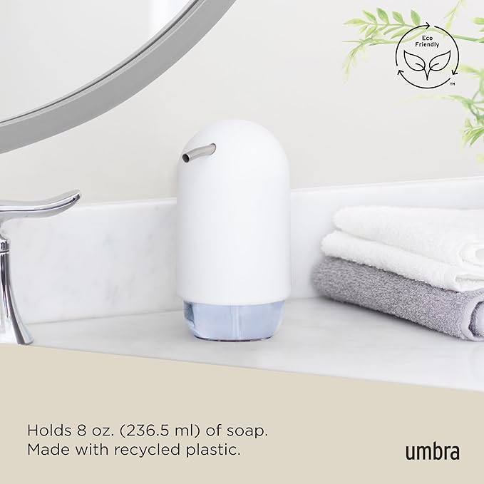 Umbra Touch Soap Dispenser Pump 13 oz (384 ml) Capacity for Liquid Soap or Hand Sanitizer, Easy to Refill, White - Image 6