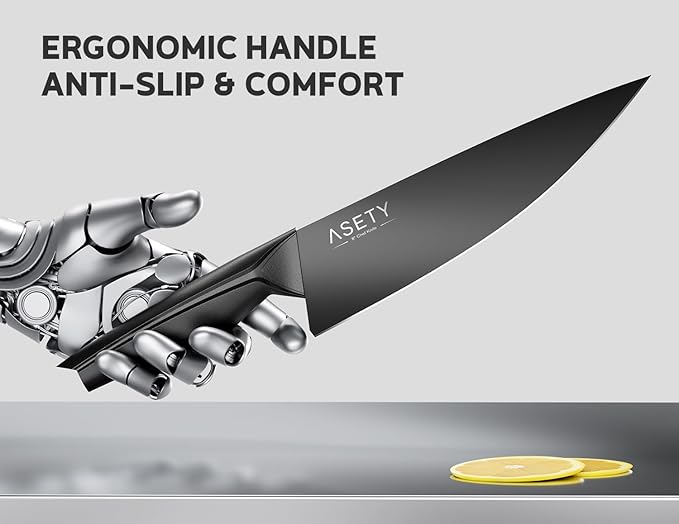 Kitchen Knife Sets with Block -15 PCS Knife Set with Bulti-in Sharpener, Dishwasher Safe, Stainless Steel Kitchen Knife with Ergonomic Handles, Sharp knives for Men and Women,Mothers Day, Black - Image 7