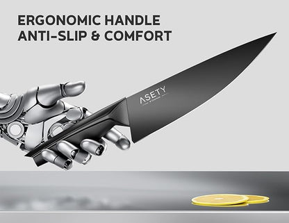 Kitchen Knife Sets with Block -15 PCS Knife Set with Bulti-in Sharpener, Dishwasher Safe, Stainless Steel Kitchen Knife with Ergonomic Handles, Sharp knives for Men and Women,Mothers Day, Black - Image 7