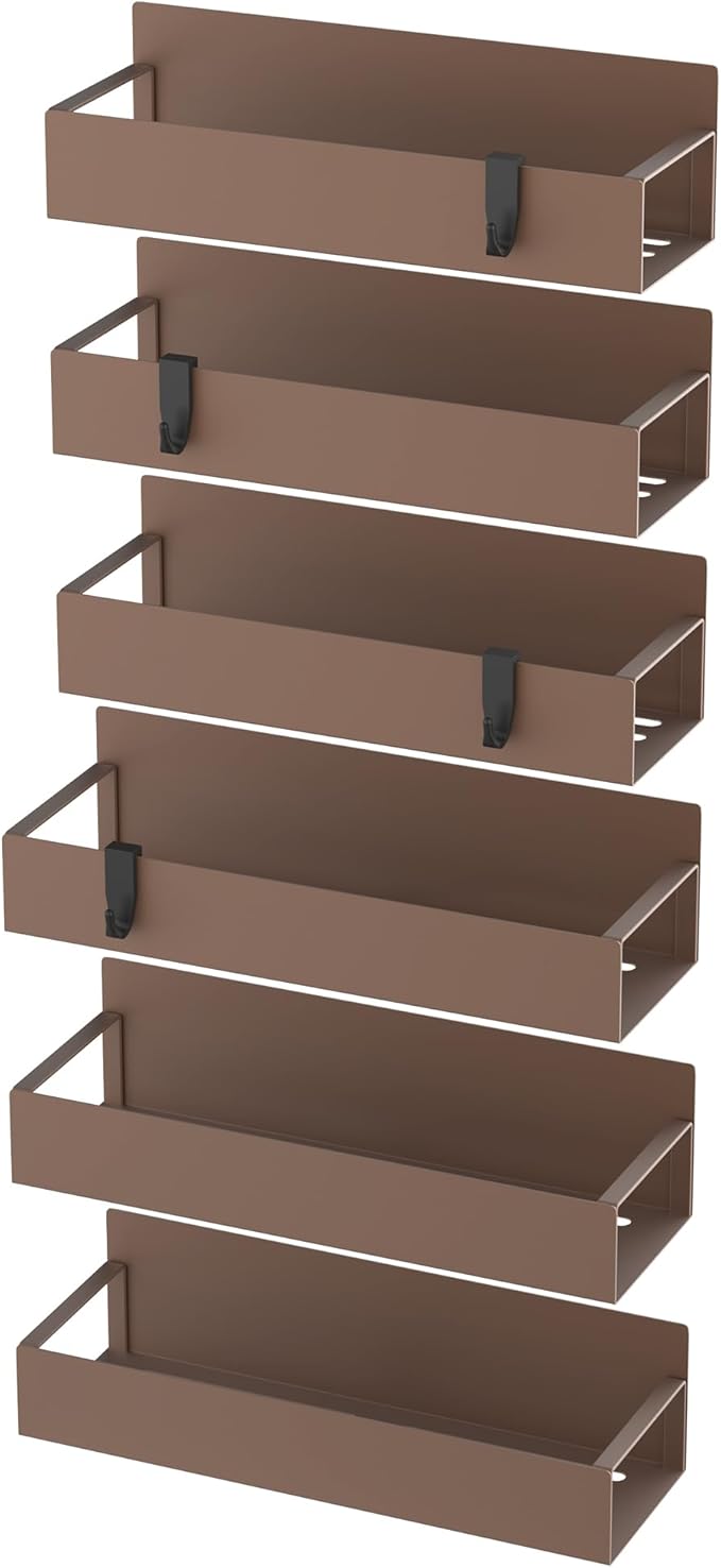 HuggieGems 6 Pack Magnetic Spice Storage Rack Organizer for Refrigerator and Oven, Bronze Fridge Organizers and Storage - Image 6