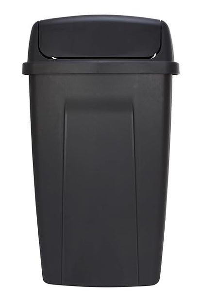 13 Gallon Kitchen Trash Can with Swing Top Lid - Black Plastic Garbage Bin for Home/Kitchen - Image 5