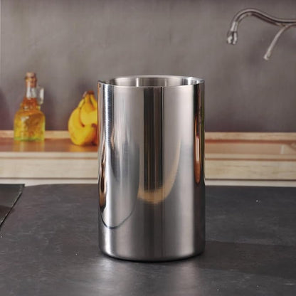 Double Wall Utensil Holder - 304 Stainless Steel Sleek Kitchen Utensil Holder for Countertop, Spatula Spoon Storage Organizer, Large Cooking Utensil Caddy Counter, Shining Utensil Crock, Mirror Polish - Image 7
