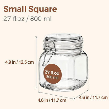 ComSaf 6-Pack 27oz Square Glass Pantry Canisters, Aesthetic Food Storage Jars for a Full Makeover, Modular Containers for Coffee, Sugar, Cookies, Snacks & Spices - Image 2