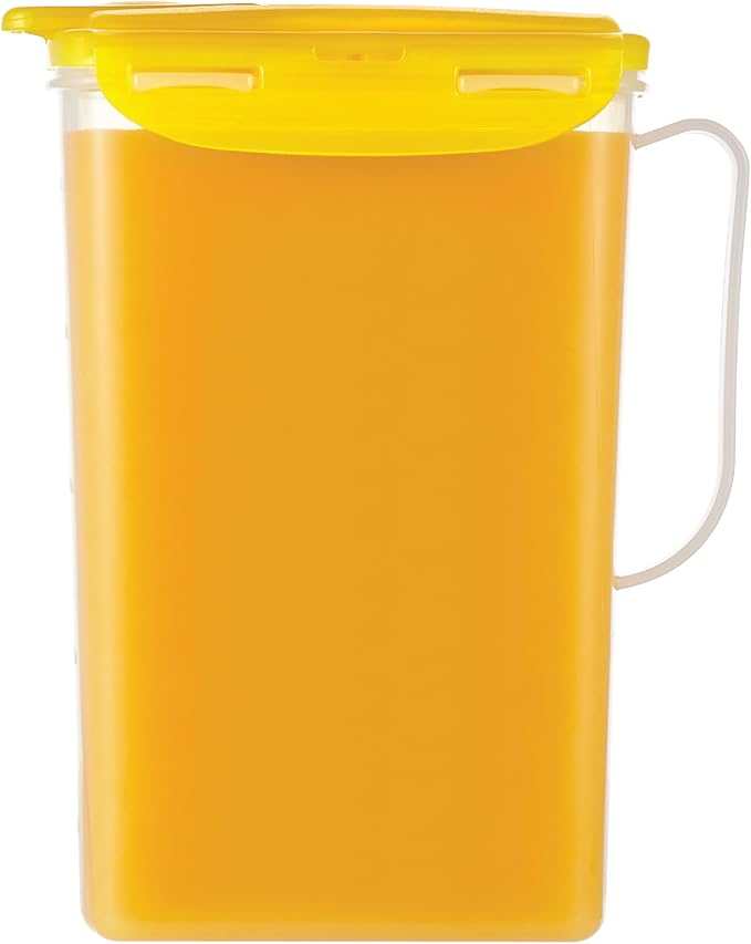 LocknLock Aqua Fridge Door Water Jug | Clear Pitcher | BPA Free Plastic Pitcher with Lid | 2 Quart Pitcher with Lid for Water, Juice, Tea & More Beverages, Yellow by LocknLock