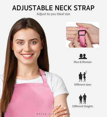 Syntus Apron for Men Women, Adjustable Cooking Kitchen Chef Aprons with 2 Pockets, Cotton/Polycotton/Polyester - Image 4