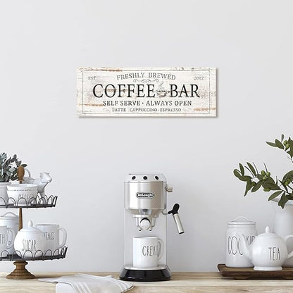 Coffee Bar Sign Decor Rustic Kitchen Canvas Sign Farmhouse Bar Hanging Wall Decor Self Serve Always Open Vintage Plaque Signs for Coffee Station Home Office 6x17 - Image 5