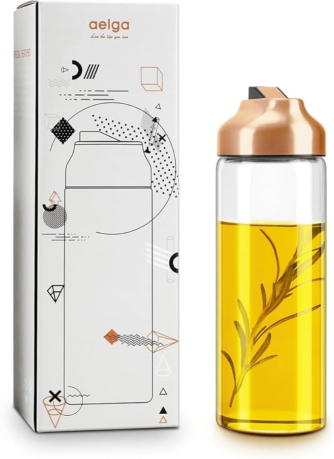 Aelga Copper Kitchen Accessories - Glass Oil Dispenser - Copper Olive Oil Dispenser Bottle for Kitchen with Stainless Steel Spout - Image 7