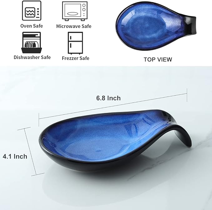 Nihow Pot Lid Holder and Spoon Rest for Kitchen Counter/Stove Top While Cooking - Heat Resistant & Dishwasher Safe - Elegant Black & Blue Sets - Image 3