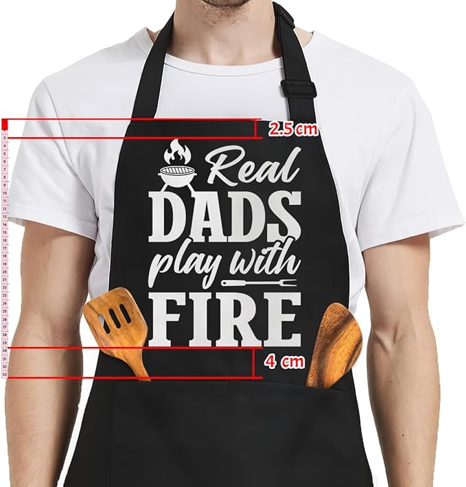 SANDJEST Funny Mens Aprons with Pockets for BBQ Grilling Cooking Grandpa Husband Apron for Birthday Christmas Father's Day