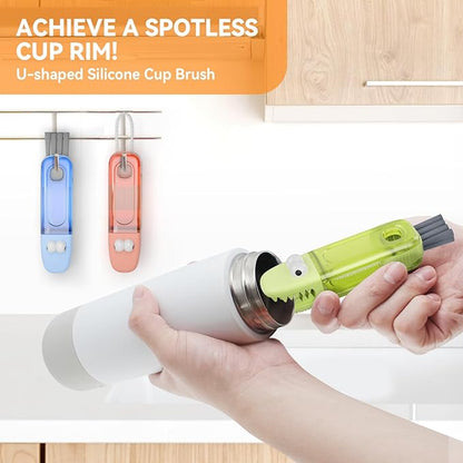 3 in 1 Cup Lid Gap Cleaning Brush Set, Multifunctional Bottle Cleaning Brush, Silicone Cup Lid Gap Cleaner, Home Kitchen Crevice Cleaning Tools (Red) - Image 2
