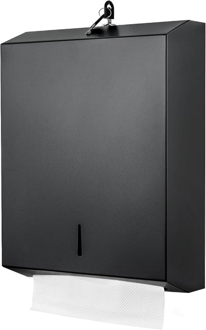 Paper Towel Dispenser Wall Mount Commercial c fold Multifold Trifold, Touchless Hand Towel Dispenser with Lock, (Matte Black) by Gorlary