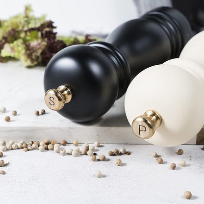 Salt and Pepper Grinder Pepper Mill Grinder Pepper Grinders Shakers Salt Mill Set of 2 with Adjustable Ceramic Rotor 7 Inch Black and White - Image 4