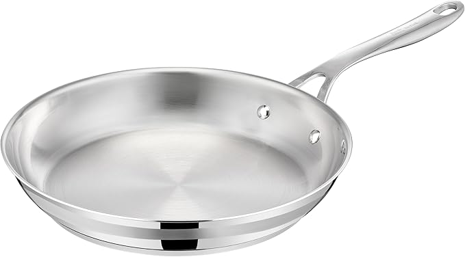 T-Fal x Jamie Oliver Stainless Steel Fry Pan 9.5-Inch, Induction Compatible, Oven Safe up to 500°F, Chef's Stainless Steel Skillet, Frying Pan, Silver by T-falbrand