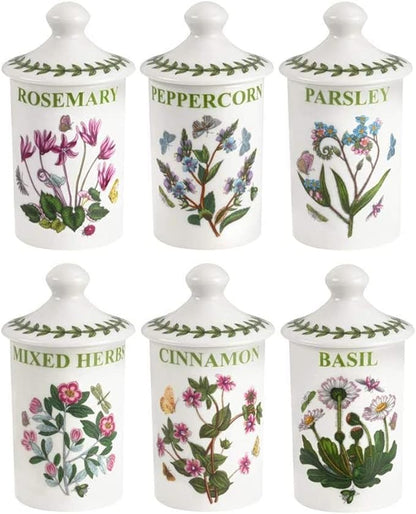 Portmeirion 634268 Botanic Garden Spice Jars (Set of 6), 4.5", White