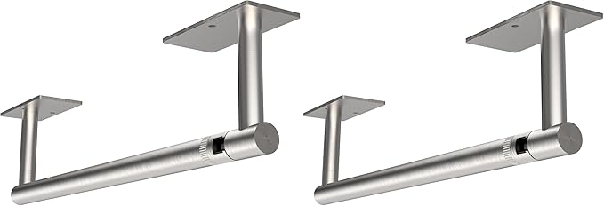 RUACQ Paper Towel Holder Under Cabinet, Wall Mounted or Adhesive Stainless Steel Paper Towel Holder,Square Base Paper Towel Rack for Kitchen, RV, Bathroom (Brushed Nickel) (Pack of 2)