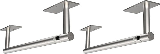 RUACQ Paper Towel Holder Under Cabinet, Wall Mounted or Adhesive Stainless Steel Paper Towel Holder,Square Base Paper Towel Rack for Kitchen, RV, Bathroom (Brushed Nickel) (Pack of 2)