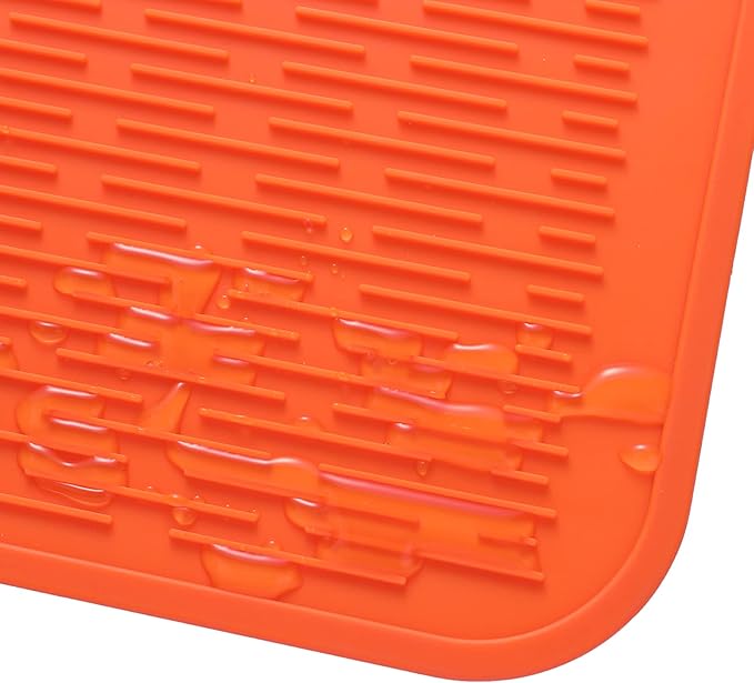 MicoYang Silicone Dish Drying Mat for Multiple Usage,Easy clean,Eco-friendly,Heat-resistant Silicone Mat for Kitchen Counter or Sink,Refrigerator or Drawer Liner Orange 3XL 28 inches x 18 inches - Image 9
