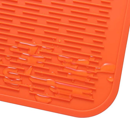 MicoYang Silicone Dish Drying Mat for Multiple Usage,Easy clean,Eco-friendly,Heat-resistant Silicone Mat for Kitchen Counter or Sink,Refrigerator or Drawer Liner Orange 3XL 28 inches x 18 inches - Image 9