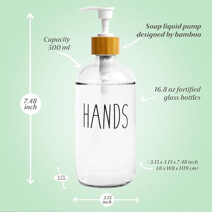 LOOCHICA Clear Glass Soap Bottle - Hands Free Dispenser for Kitchen or Bathroom - Image 3