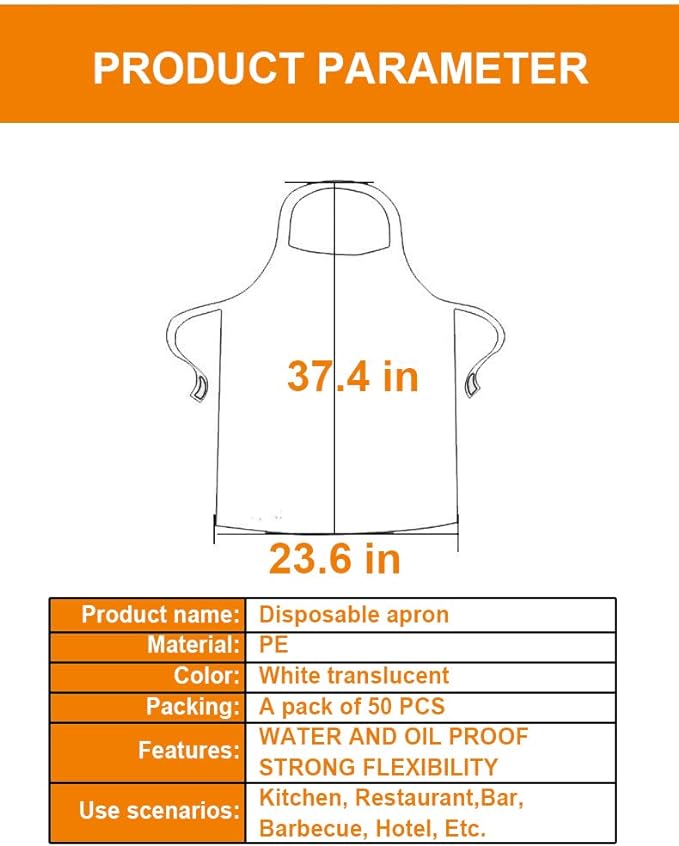 Disposable Aprons (50 Count), Plastic apron for Painting Party, Cooking, Housework, Picnic etc. - Image 6