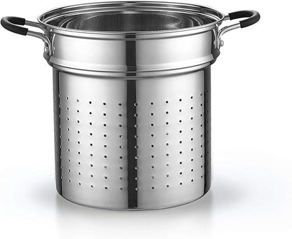 Cook N Home 4-Piece Stainless Steel Pasta Cooker Steamer Multipots, 12 Quart, Silver - Image 4