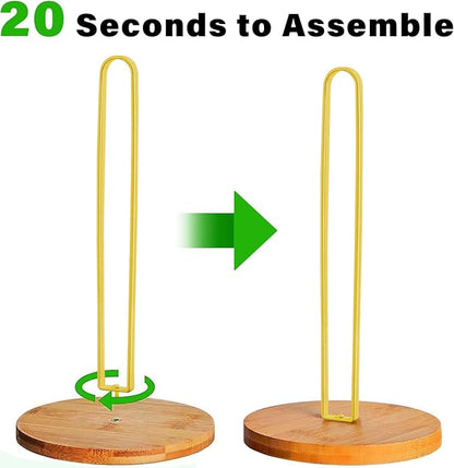 TONLEA Wooden Paper Towel Holder Countertop, Kitchen-Towel-Holder FreeStanding with Non-Slip Base for Bathroom - Image 3