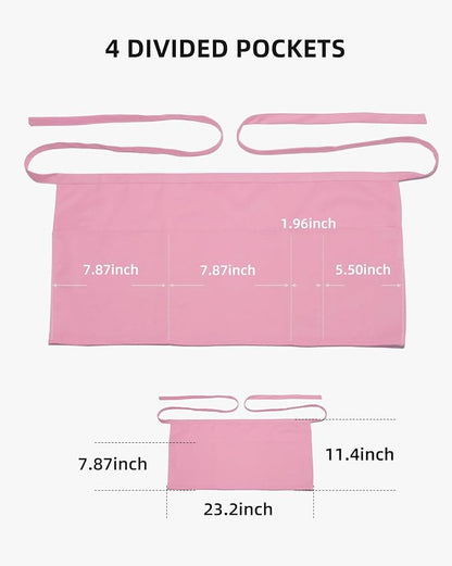 Argstar 2 Pack Server Apron with 4 Pockets, Waitress Waiter Waist WaterDrop Resistant Short Aprons