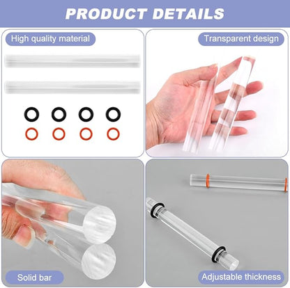 Polymer Clay Tools, 2Pcs Acrylic Rolling Pin with Thickness Rings Kit, Air Dry Clay Tools Clear Slab Roller Supplies Art Craft DIY Tool