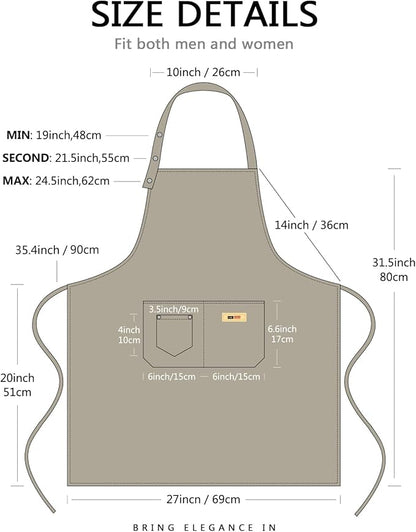 Yuubin Extra Large Aprons for Men Adjustable Button Apron with Pockets Chef Cooking Kitchen Aprons Women,Water&Oil Resistant