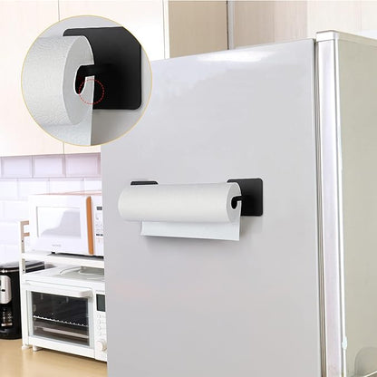 Paper Towel Holder Black Magnetic Mount Paper Tower Bar with Strong Magnetic Backing - for Kitchen,Refrigerator,Grill,Toolbox,Garage,Shop