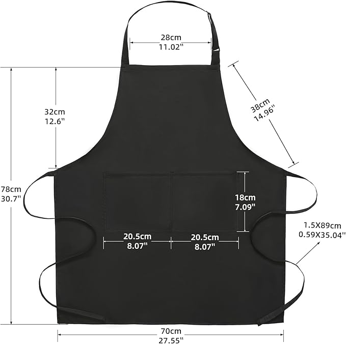 BOHARERS 2 Pack Cooking Kitchen Aprons with 2 pockets Unisex Adjustable Chef Apron for Women Men - Image 5