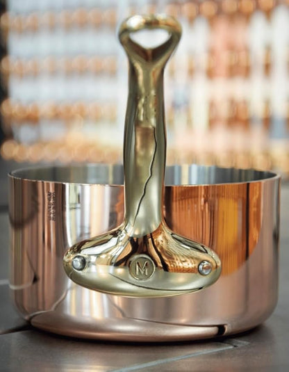 Mauviel M'Heritage 200 B 2mm Polished Copper & Stainless Steel 14-Piece Cookware Set With Brass Handles, Made In France
