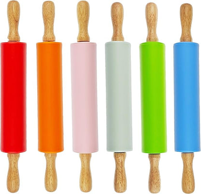 6 Pack Small Rolling Pin for Kids, Kids Rolling Pin for Home Kitchen (6 colors) (12 Inch) by Miokun