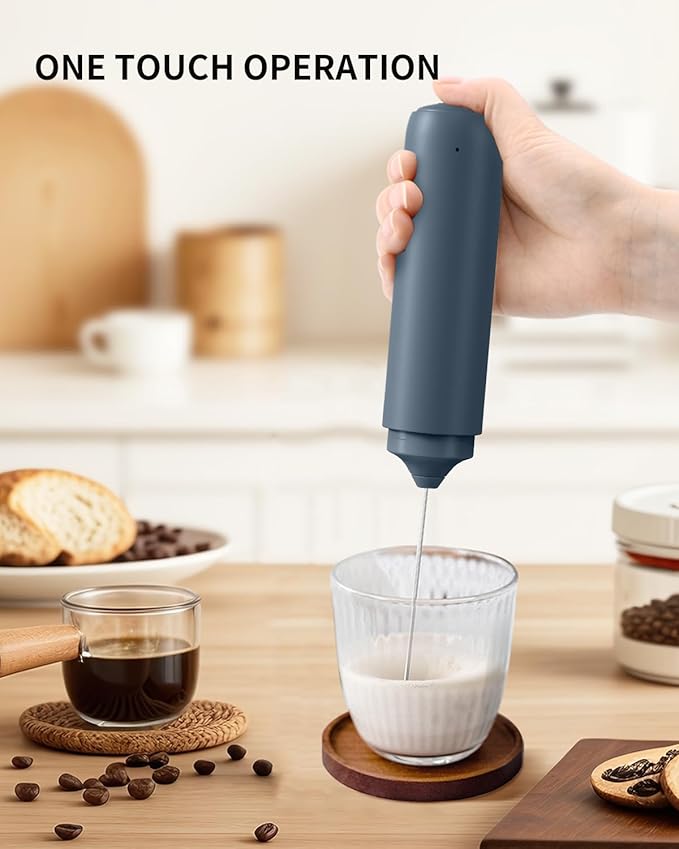 CIRCLE JOY Rechargeable Milk Frother Hanheld, Dual Ring Electric Coffee Frother, Portable Hand Frother Wand Drink Mixer for Matcha Lattes Cappuccino, Kitchen Gifts, Blue - Image 6