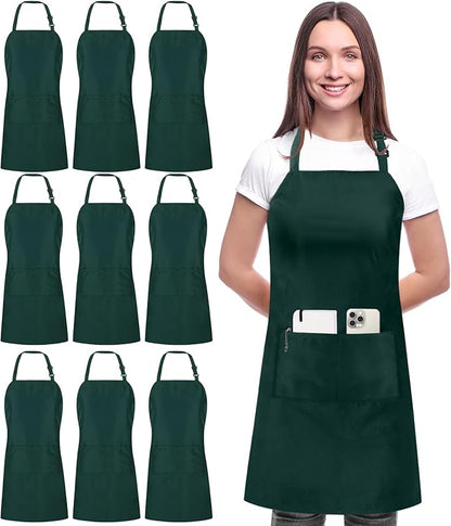 Utopia Kitchen 10 Pack Bib Apron Adjustable with 2 Pockets, Water and Oil Resistant, Cooking Kitchen Chef Apron for Women Men by UTOPIAKITCHEN