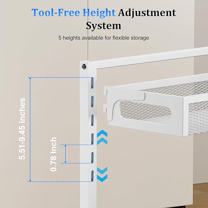 Petiza Metal Under Sink Organizer, Pull Out Cabinet Organizer Rack with Silk-Smooth Bottom Drawer, 5-Level Adjustable, Multi-Purpose Storage Shelf for Bathroom, Kitchen, Vanity, Pantry (2-Pack) - Image 5