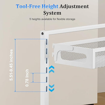 Petiza Metal Under Sink Organizer, Pull Out Cabinet Organizer Rack with Silk-Smooth Bottom Drawer, 5-Level Adjustable, Multi-Purpose Storage Shelf for Bathroom, Kitchen, Vanity, Pantry (2-Pack) - Image 5