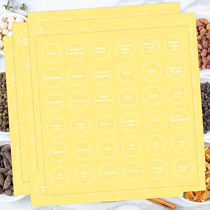 Spice Labels, 432Pcs Spice Labels Stickers 1.4in Waterproof Adhesive Round Preprinted Spice with Blank Label Tear Resistant Sticker for Kitchen Jars Caps Food Containers Organizers (Transparent) - Image 6