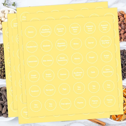 Spice Labels, 432Pcs Spice Labels Stickers 1.4in Waterproof Adhesive Round Preprinted Spice with Blank Label Tear Resistant Sticker for Kitchen Jars Caps Food Containers Organizers (Transparent) - Image 6